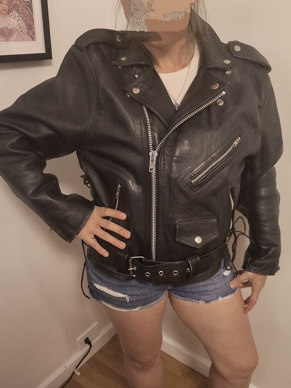 Black Leather Biker Jacket - Classic Moto Style